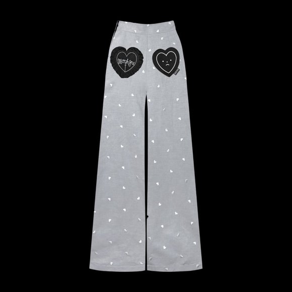 Morph8ne Morphine Dolls Kill Gray Trouser Pants Heart GLOOMY (Medium) - Picture 2 of 7